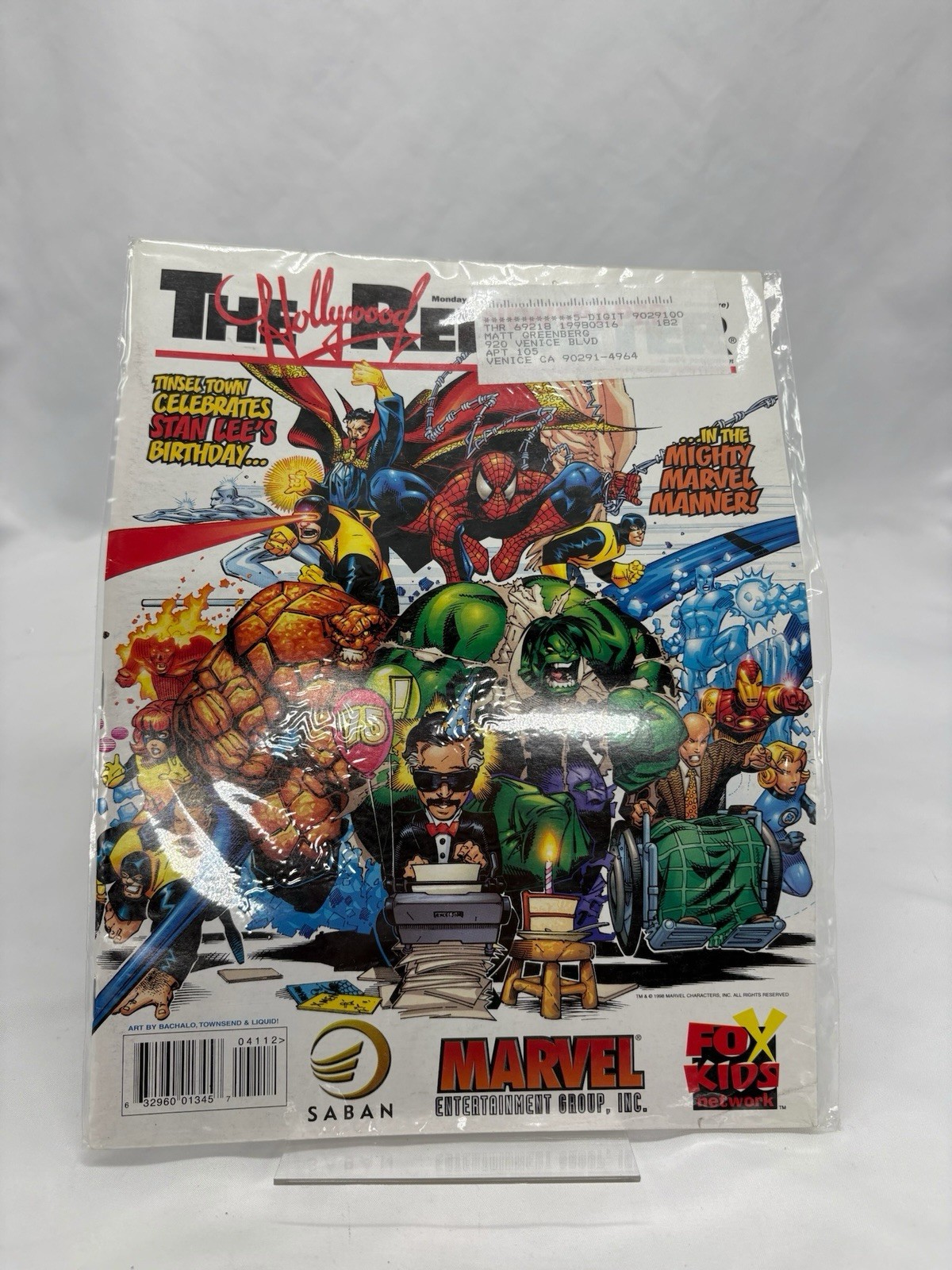 Hollywood Reporter Jan. 19 1998 Marvel Stan Lee Excellent Cond Hulk Spider-Man
