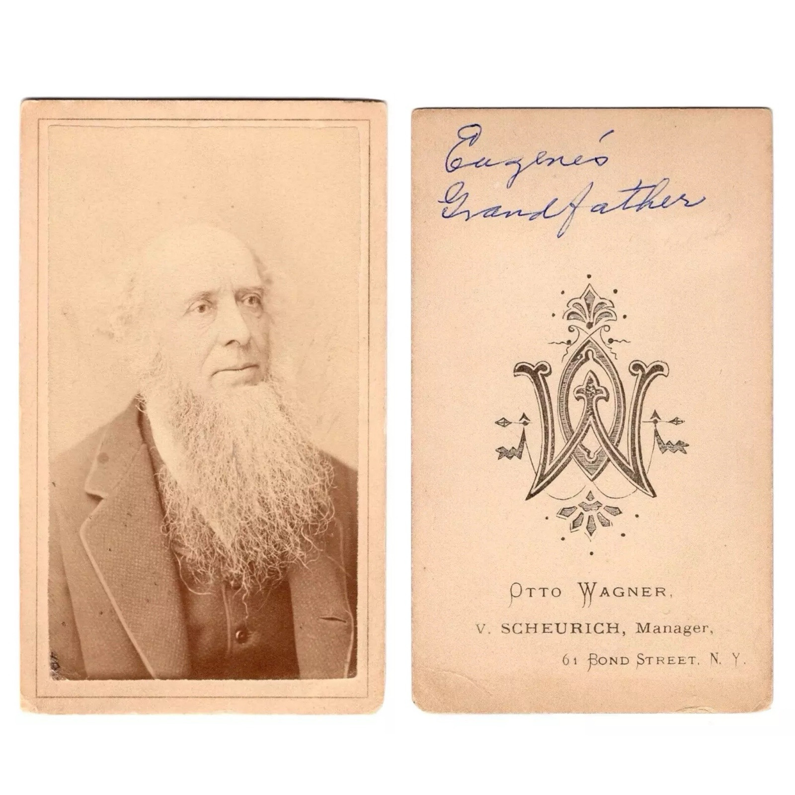 VG+ NEW YORK 1870s LONG BEARDED MAN \