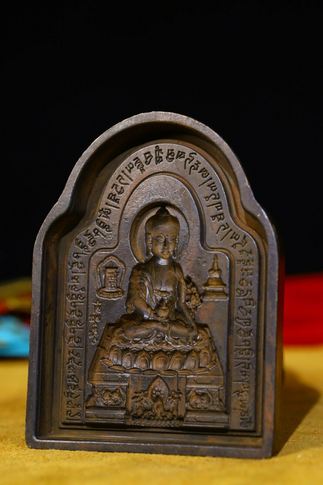 9 cm Tibet Buddhism Brass Buddha Mould seal Sculpture