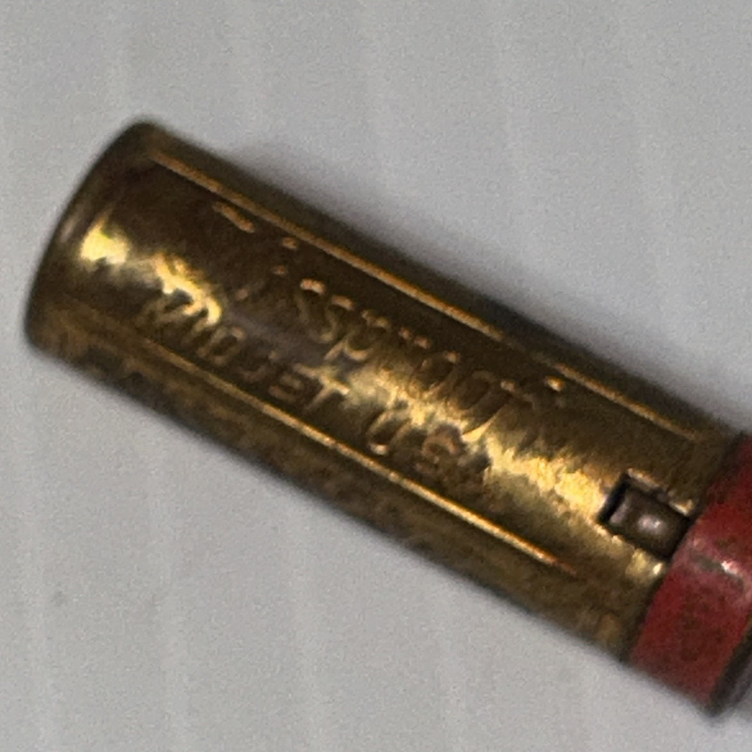 Vintage Kissproof Midget Lipstick Tube Holder Antique Brass USA Collectible