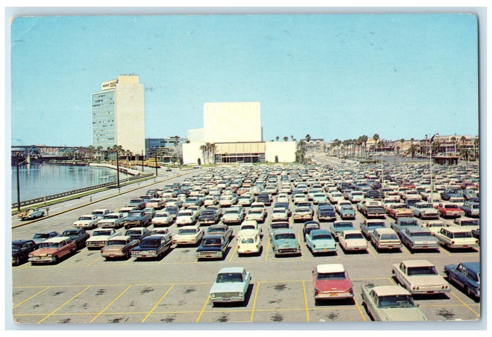 1968 Jacksonville City Parking Lot Classic Cars Jacksonville Florida FL Postcard