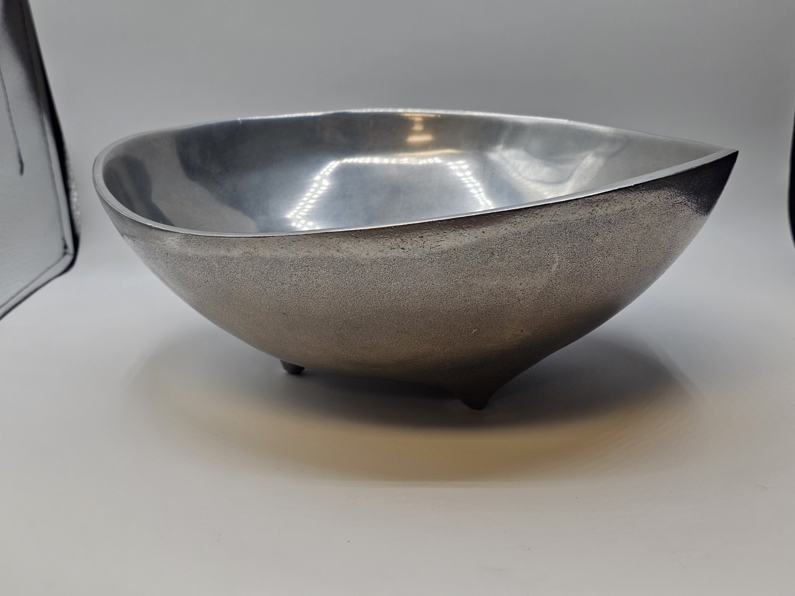 MCM Bruce Fox Design Aluminum Metal Biomorphic Footed Bowl 12.75 In
