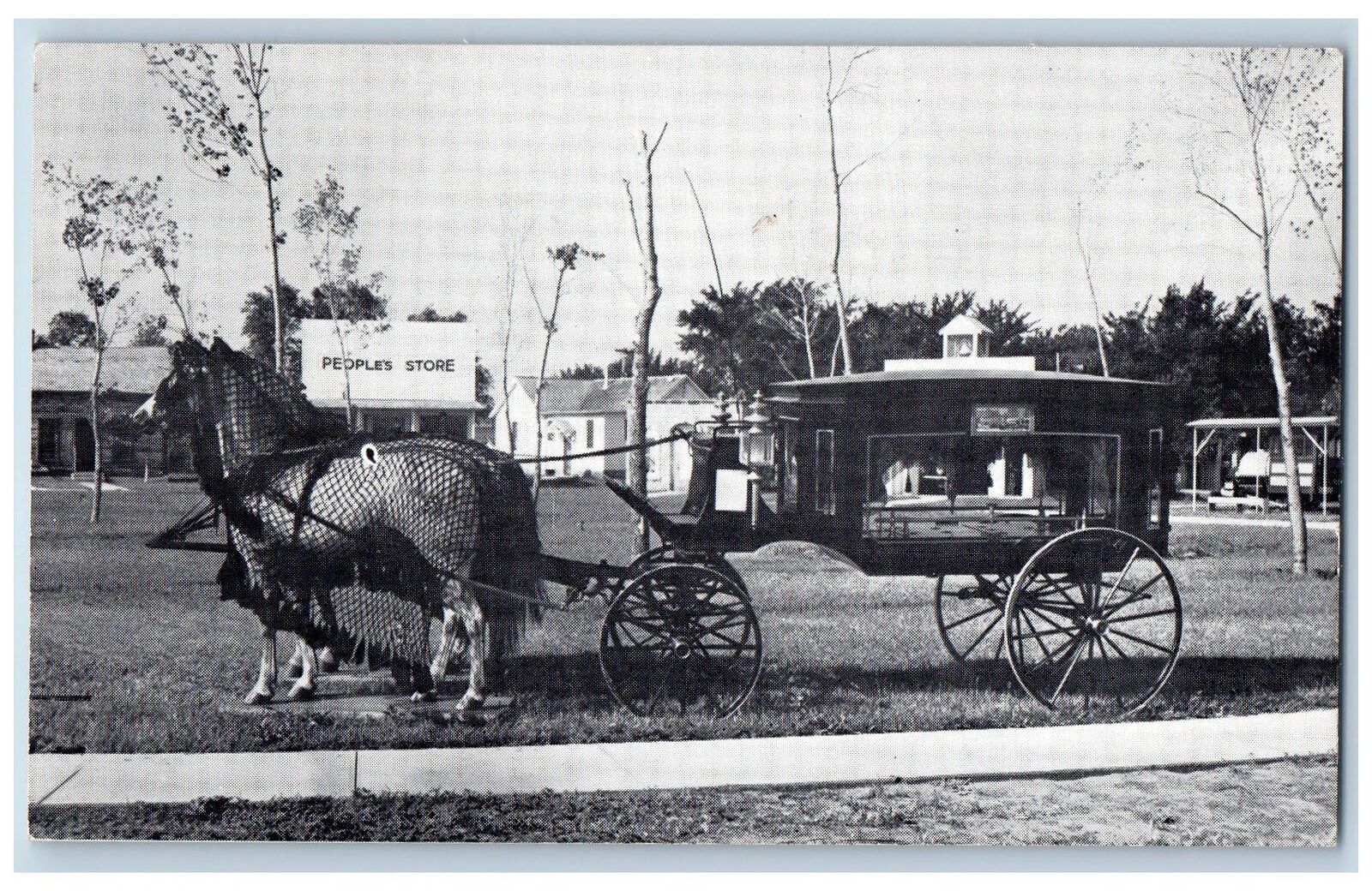 Lincoln Nebraska Postcard The Horse Drawn Hearse Of 1890 c1960s People\'s Store