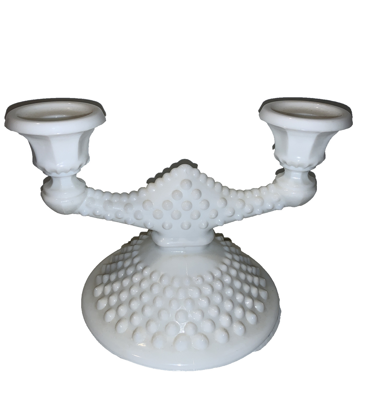 1 candle holder with spot for 2 candles Milk Glass Candle Holders