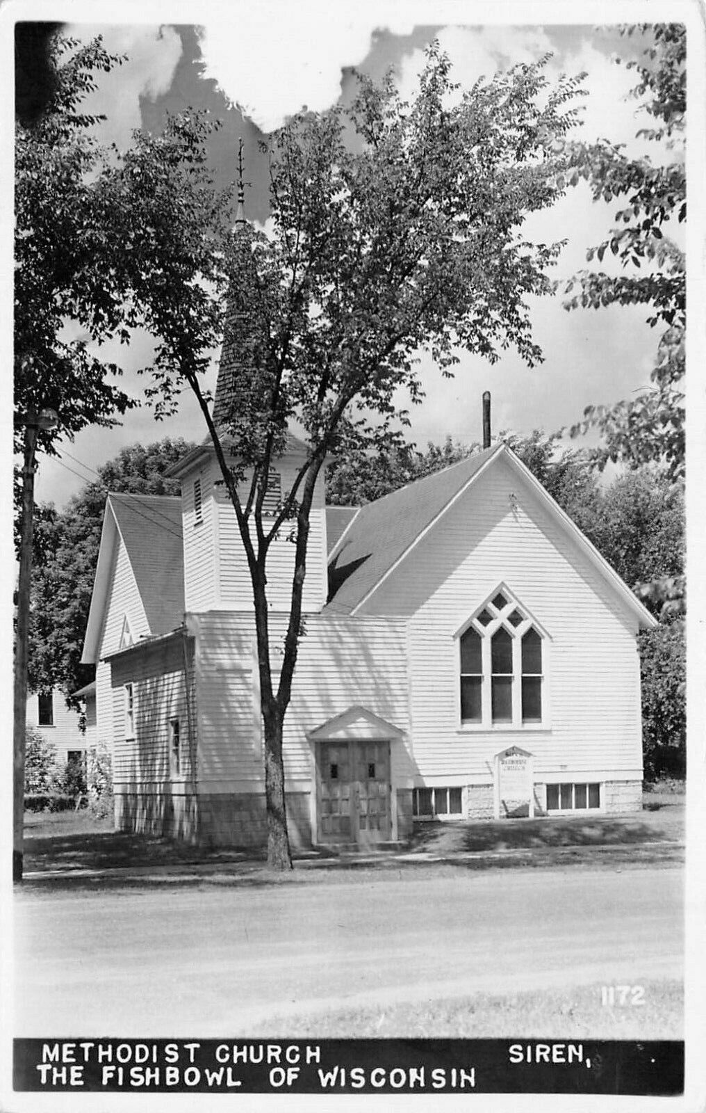 UPICK Postcard Methodist Church The Fishbowl of Siren Wisconsin Unposted RPPC