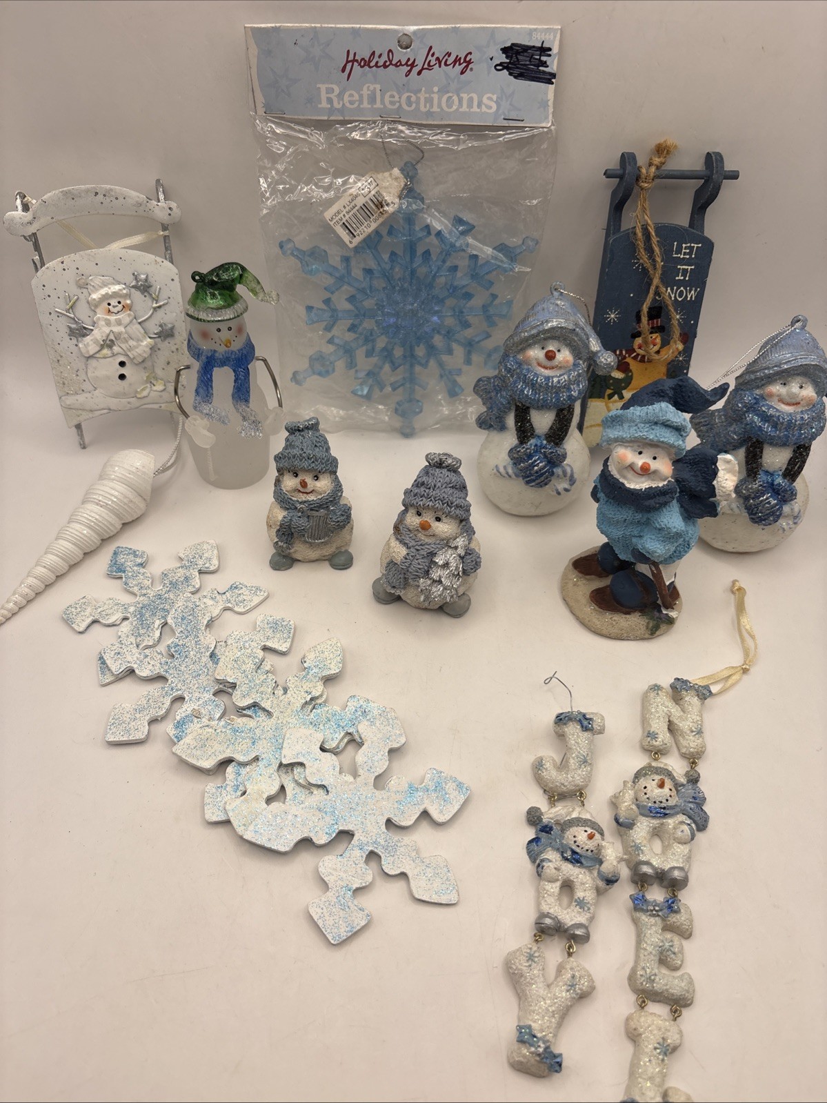 Vintage Snow Buddies And Other Snowmen Ornaments Stars Blue And White