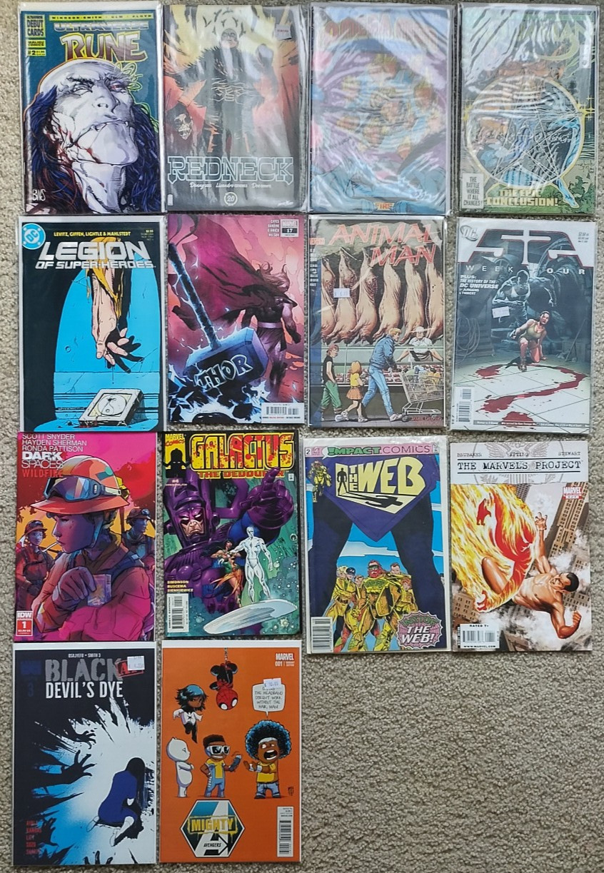 Comic Lot 13 Skottie Young Mighty Avengers 1 Thor Animal Man Redneck Galactus DC