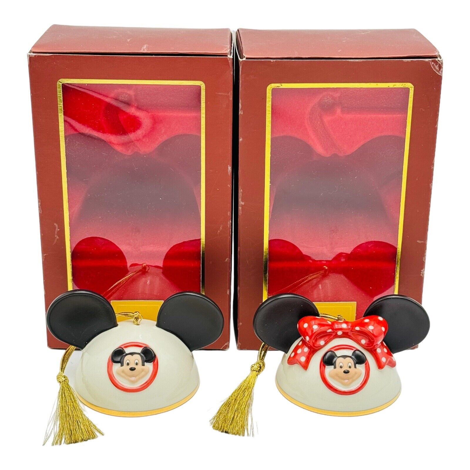 Lenox Disney My Own Mickey Mouse Ears Boy & Girl Christmas Ornaments Set Of 2