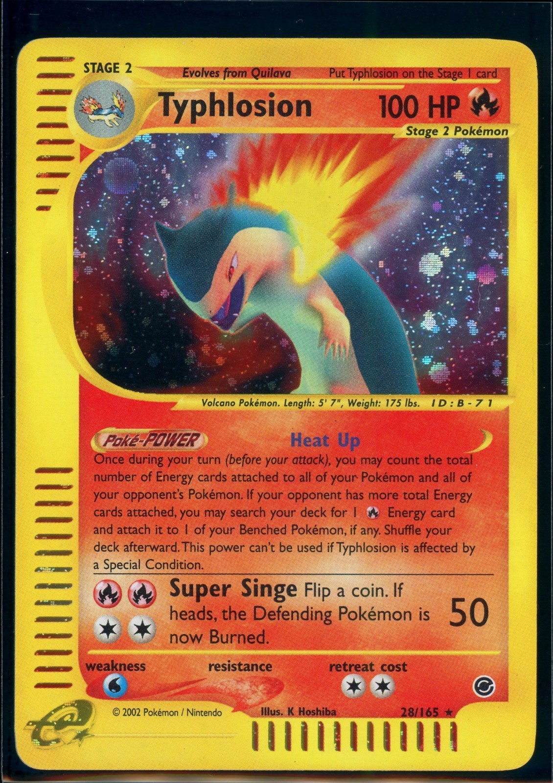 Pokemon EXPEDITION - #28/165 Typhlosion - Holo - ENG - Lightly Played+
