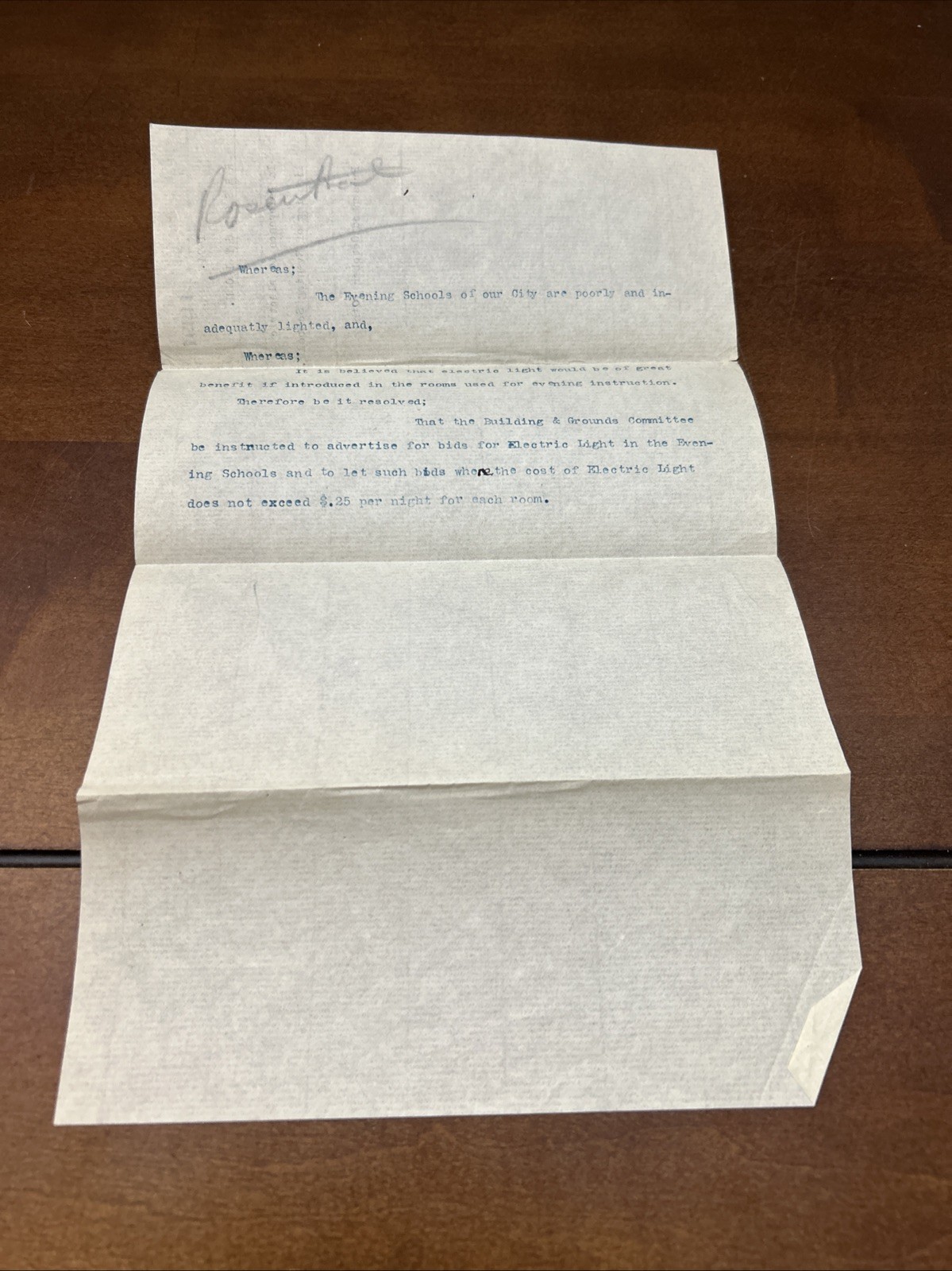 Official 1894 City Of Chicago Document To Install Lighting In Evening Schools