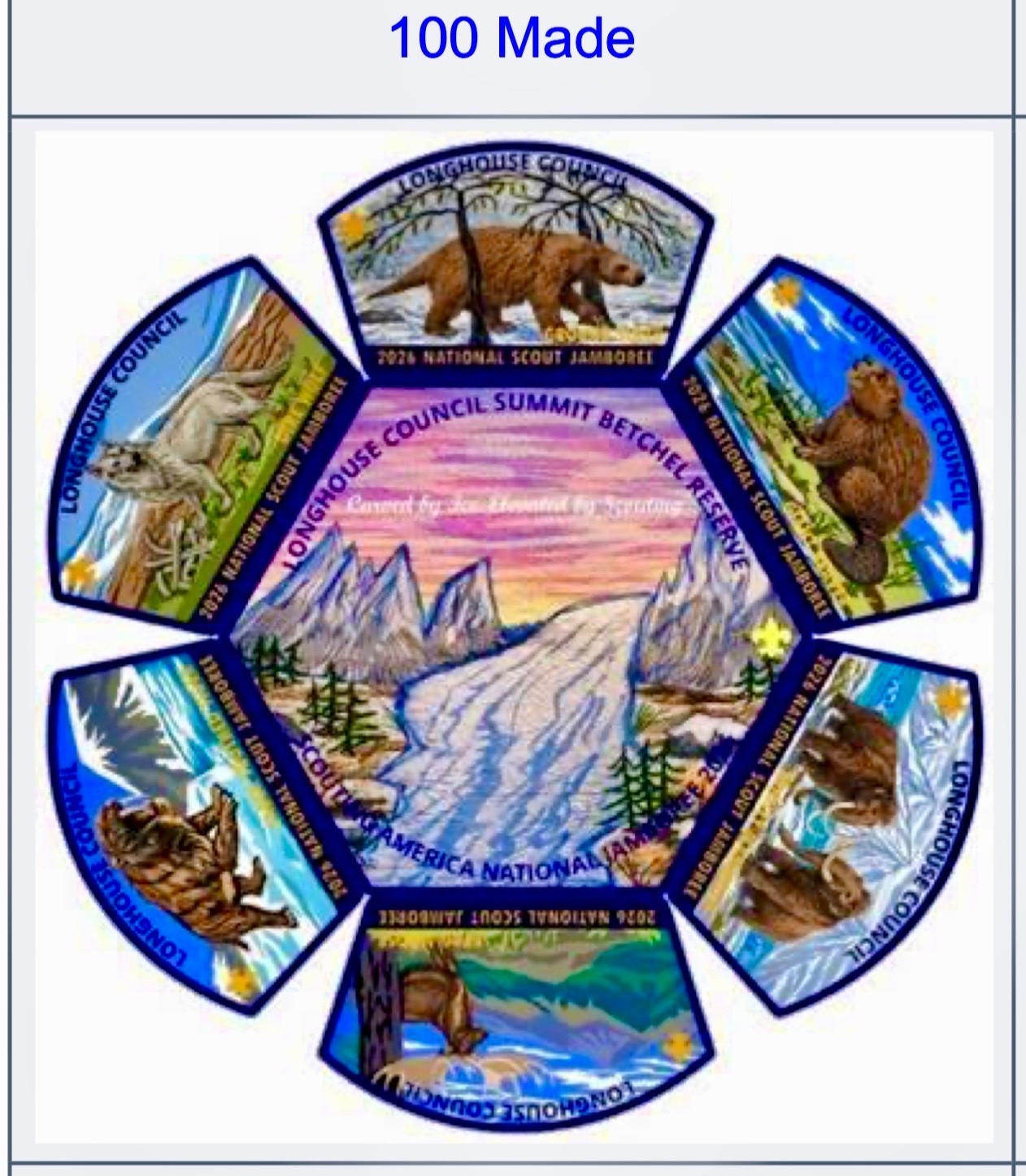 BOY SCOUT BSA LONGHOUSE COUNCIL 219 OA 2026 JAMBOREE 7-PATCH JSP CSP 100 MADE