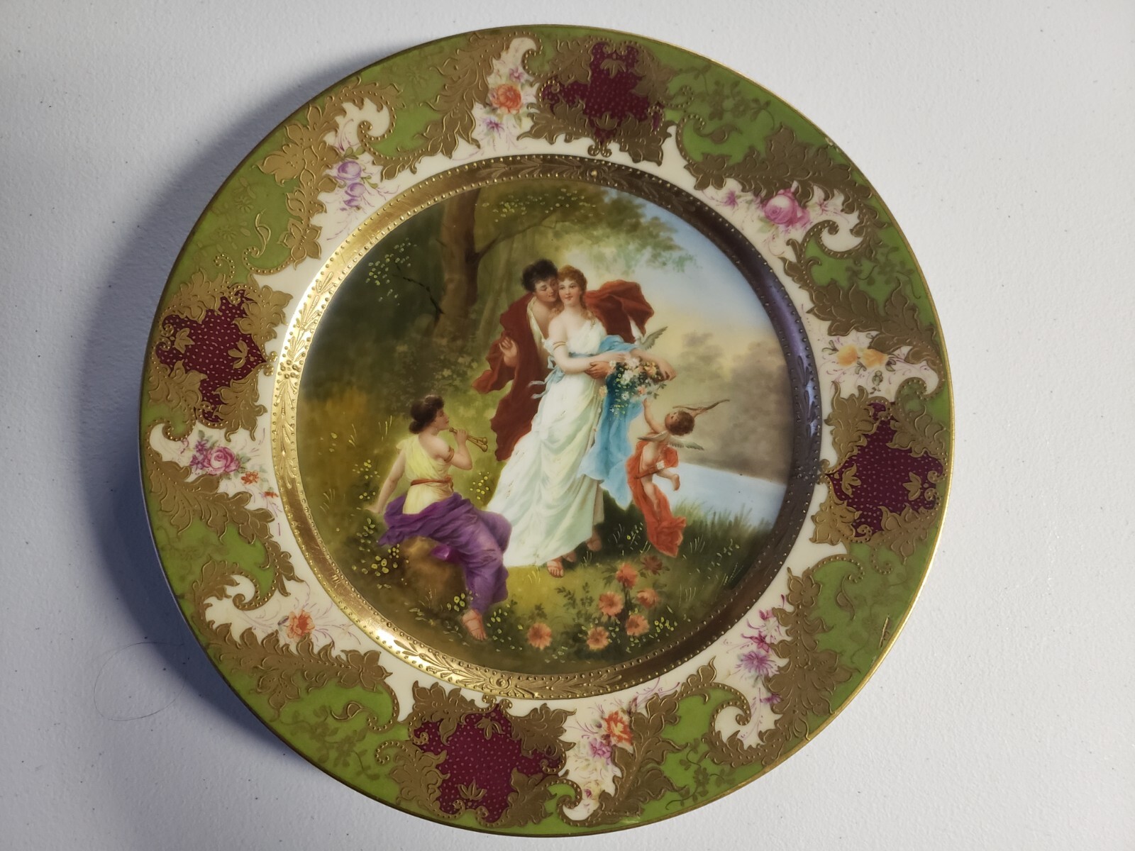 Antique Royal Vienna Hand Painted Charger Plate Couple and Muses Austria Antique Royal Vienna Hand Painted Charger Plate Couple and Muses Austria