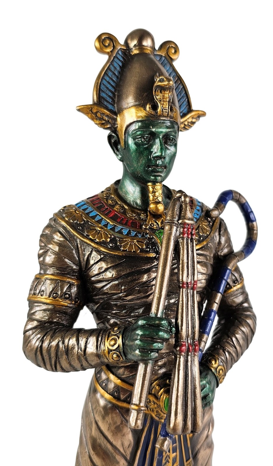 10 3/8 Egyptian Osiris God of Dead Afterlife  Flail & Crook Statue Bronze Finish