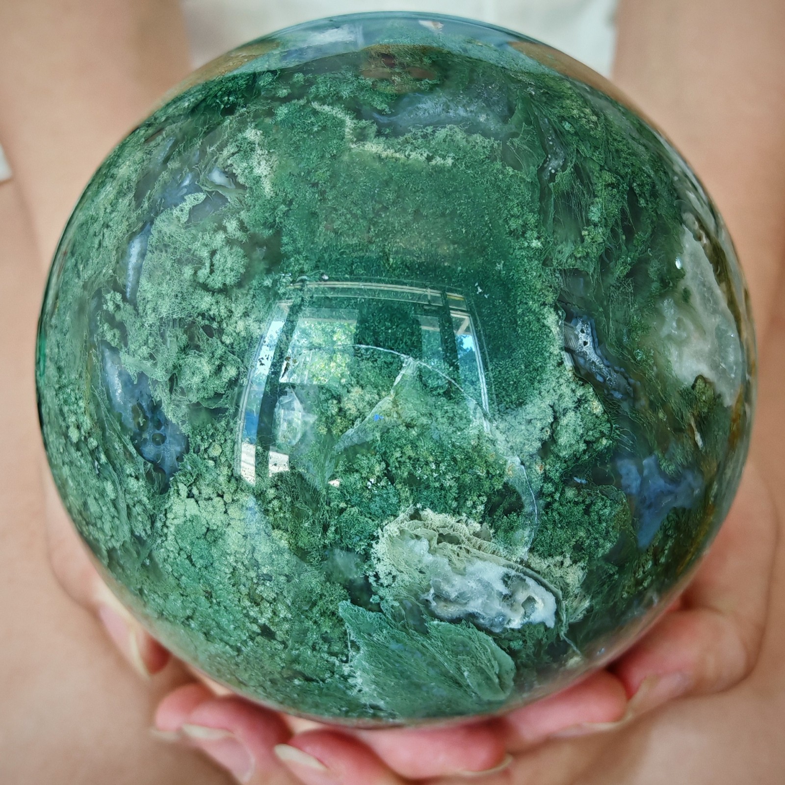 6.49LB Natural Moonstone Ball Quartz Crystal Polishing Ball Healing Decoration