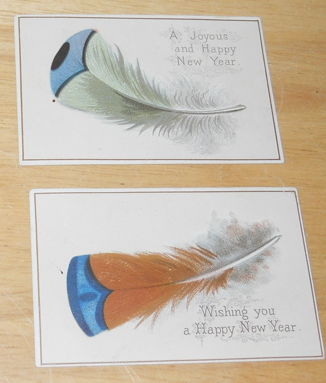 ~2~ Victorian Trade Card ~ Happy New Year Feathers/Unique