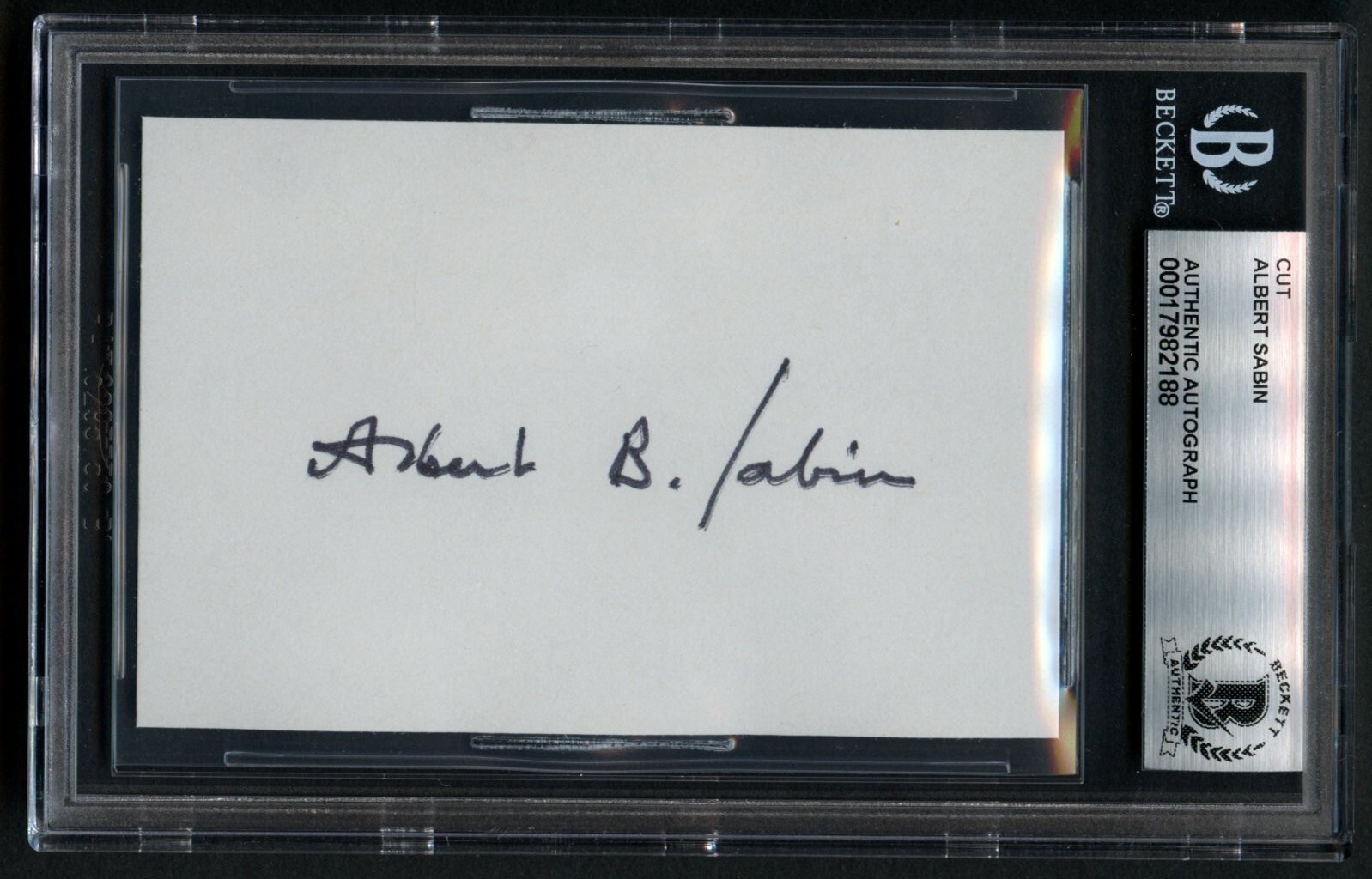 Albert Sabin d1993 signed autograph 2.5x4 Cut Developed Oral Polio Vaccine BAS