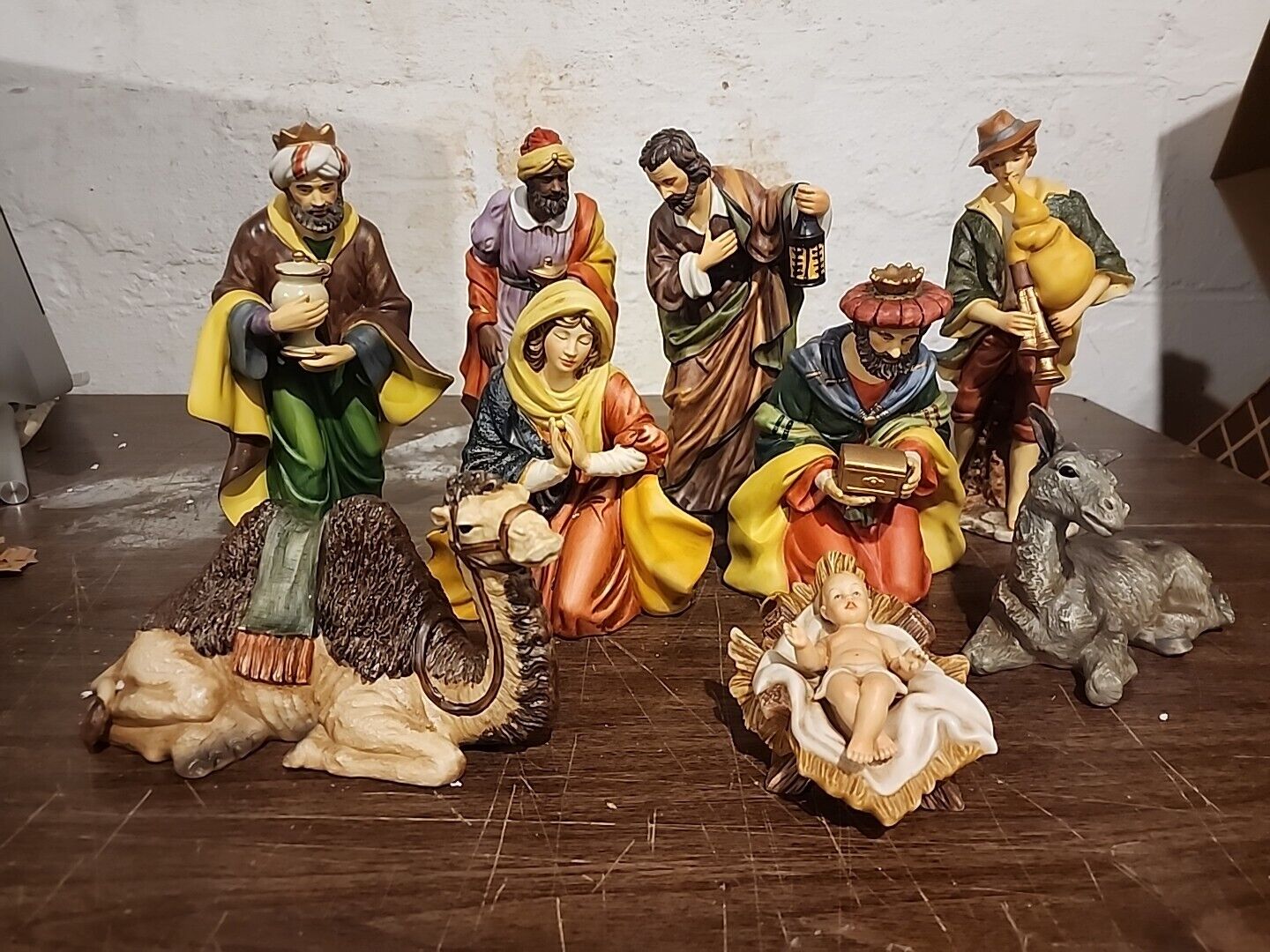 Nativity Set GRANDUER NOEL COLLECTORS 9 PIECE HAND PAINTED PORCELAIN W/box 10