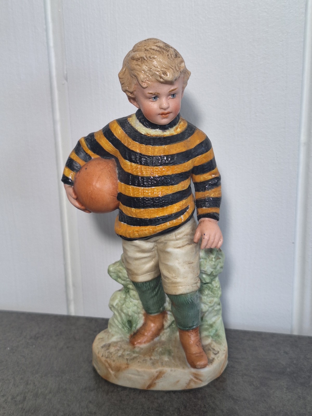 German Bisque Porcelain Figurine of A Boy Gebruder Heubach Germany C. 1900