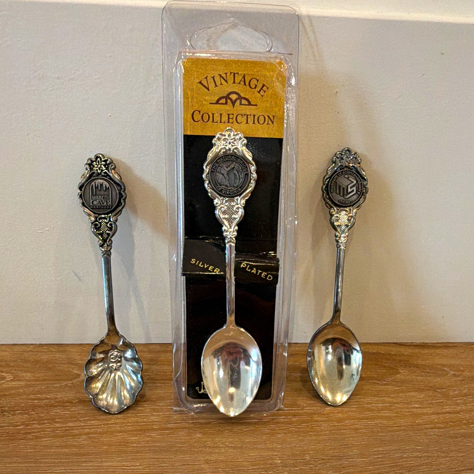 Vintage Collection Lot of 3 Silver Plated Souvenir Spoons, America Theme