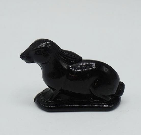 Black Rabbit Pressed Glass Figurine