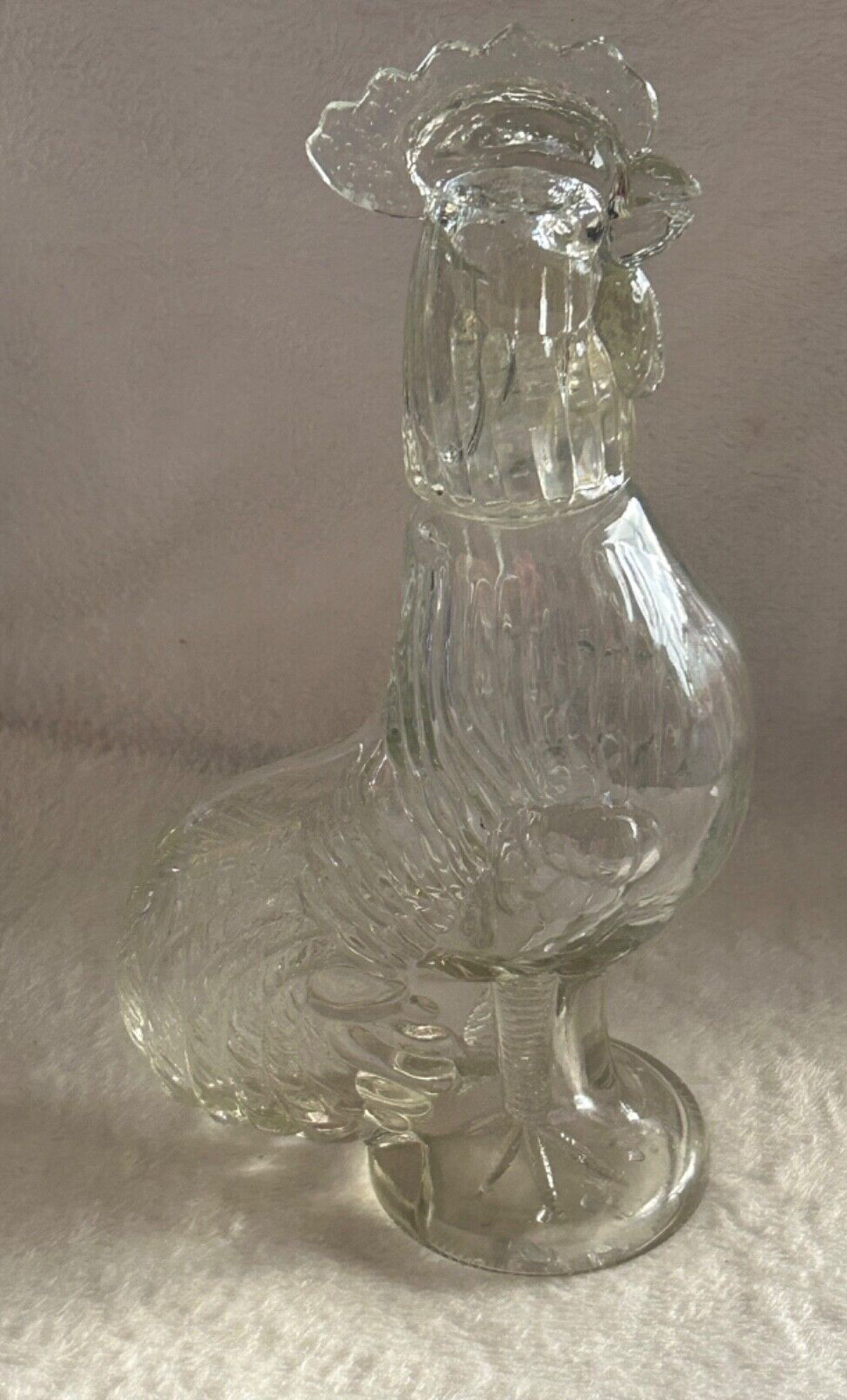 Vintage Clear Glass Rooster Decanter 12”Tall Beautiful and in Excellent Cond