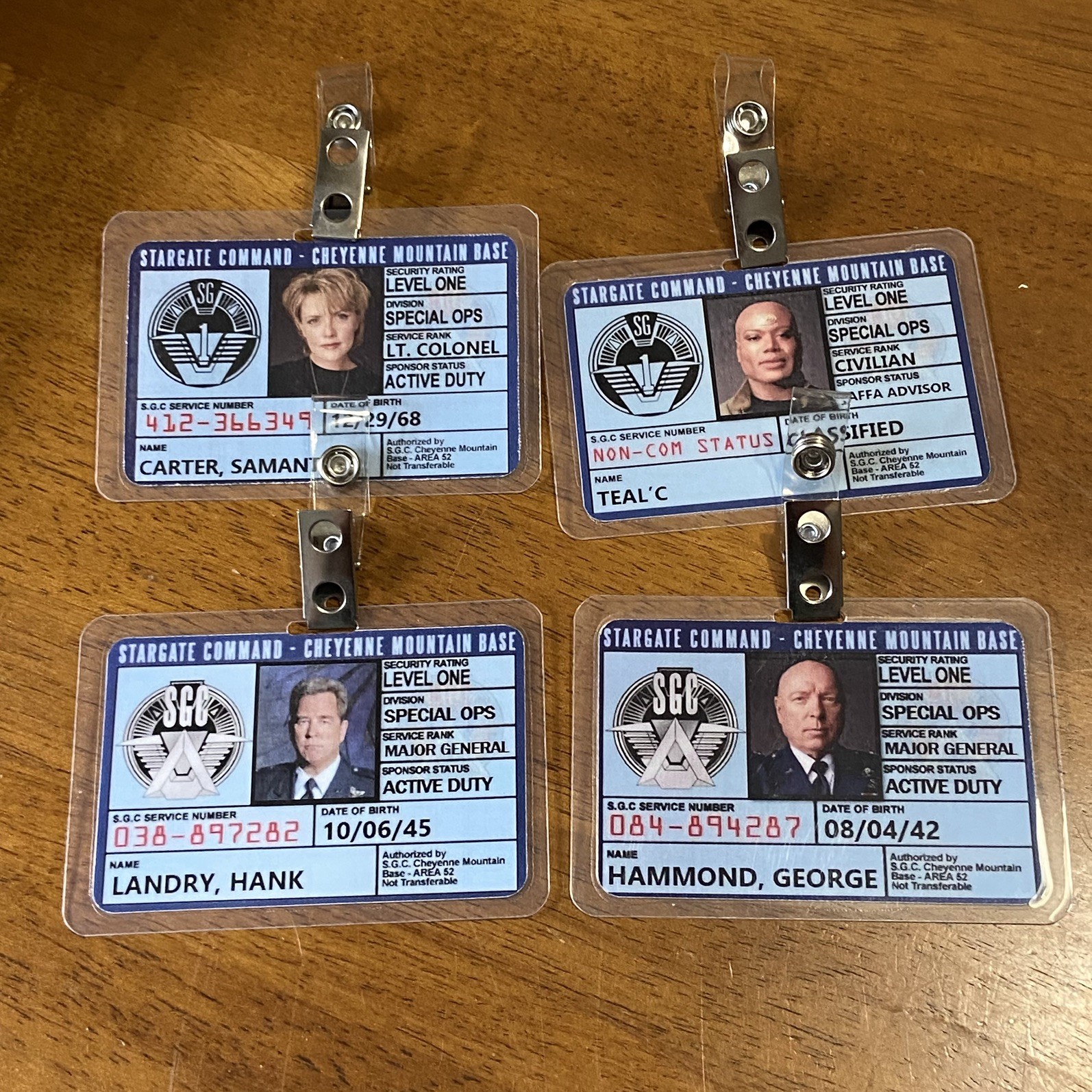 Stargate SG1 Carter TealC ID Badge Cosplay Costume Prop Handmade Set of Four Stargate SG1 Carter TealC ID Badge Cosplay Costume Prop Handmade Set of Four