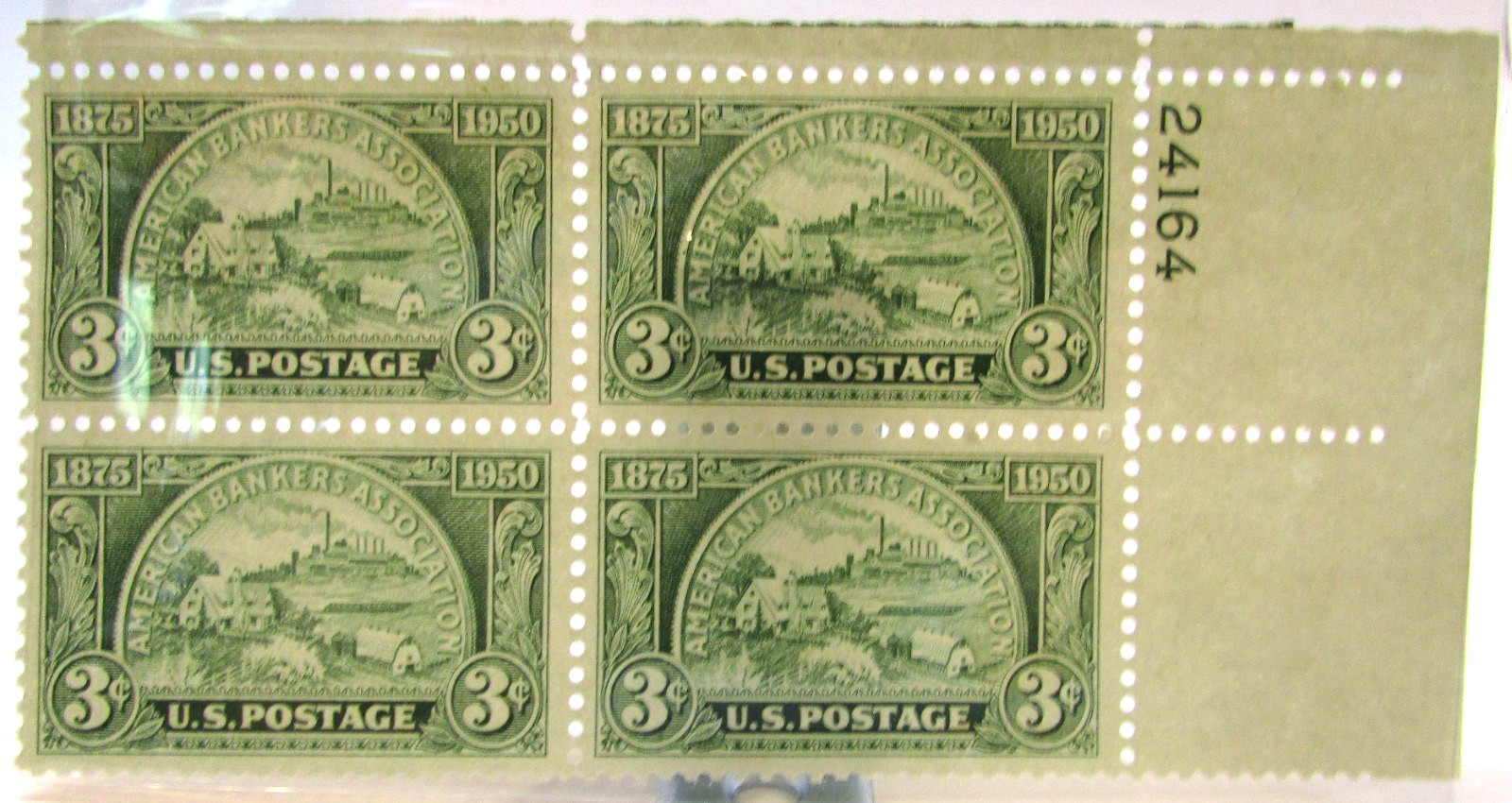 Block 4 New Vintage 1875-1950 American Bankers Association U.S. 3¢ Postage Stamp