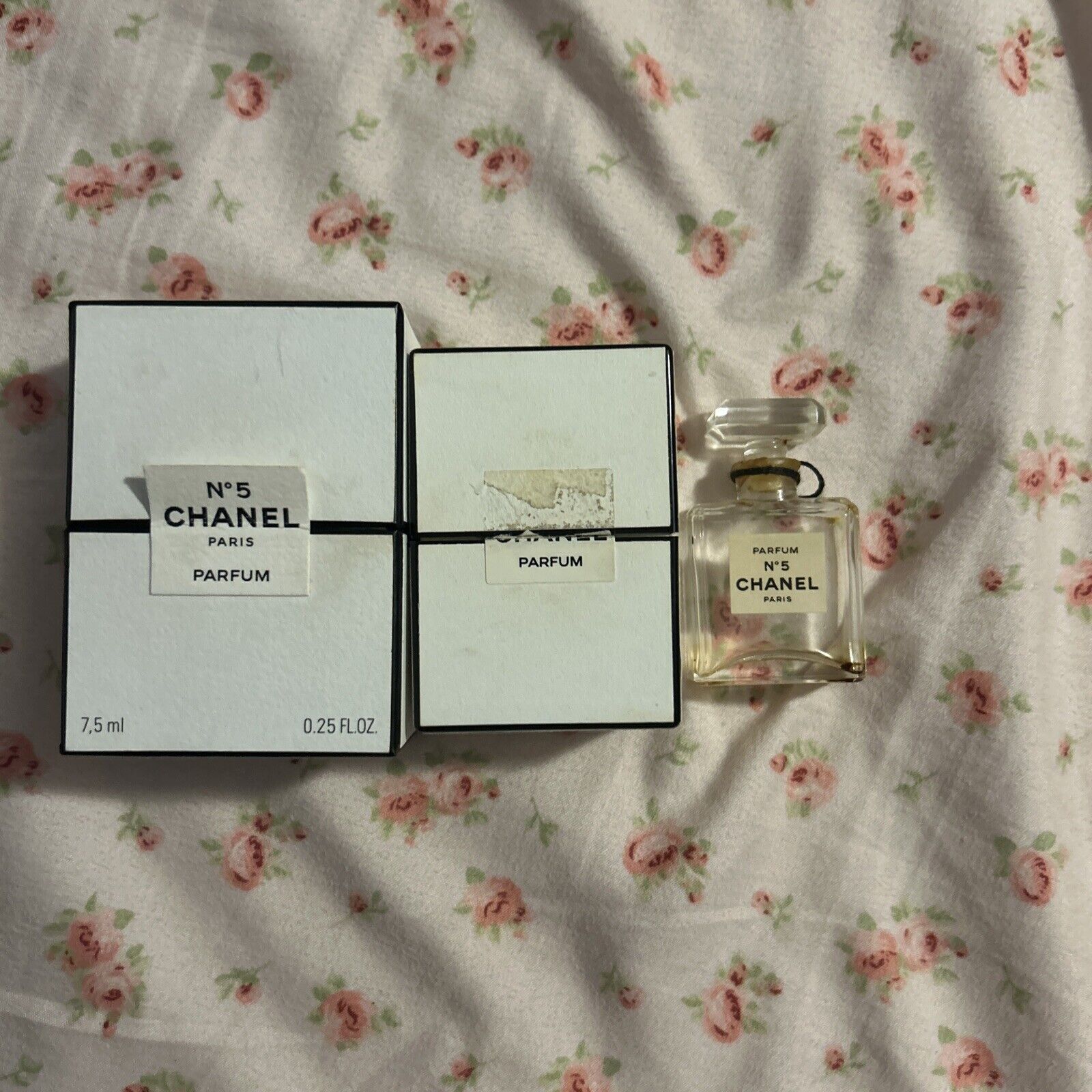 Vintage Chanel No 5 Perfume Bottle Made In France, 3 Empty Bottles, Two Boxes