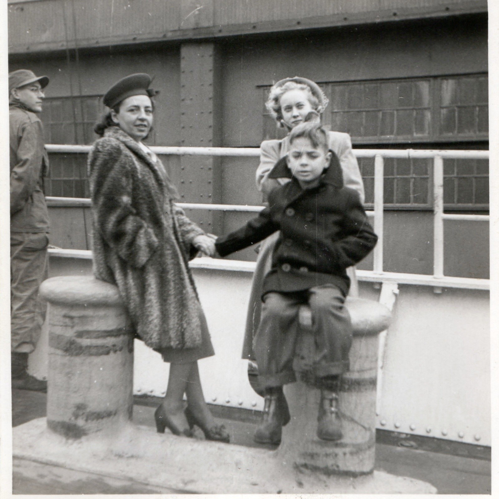 1948 USAT General Simon B Buckner Ship Deck Family Snapshot Photo Passenger Vtg