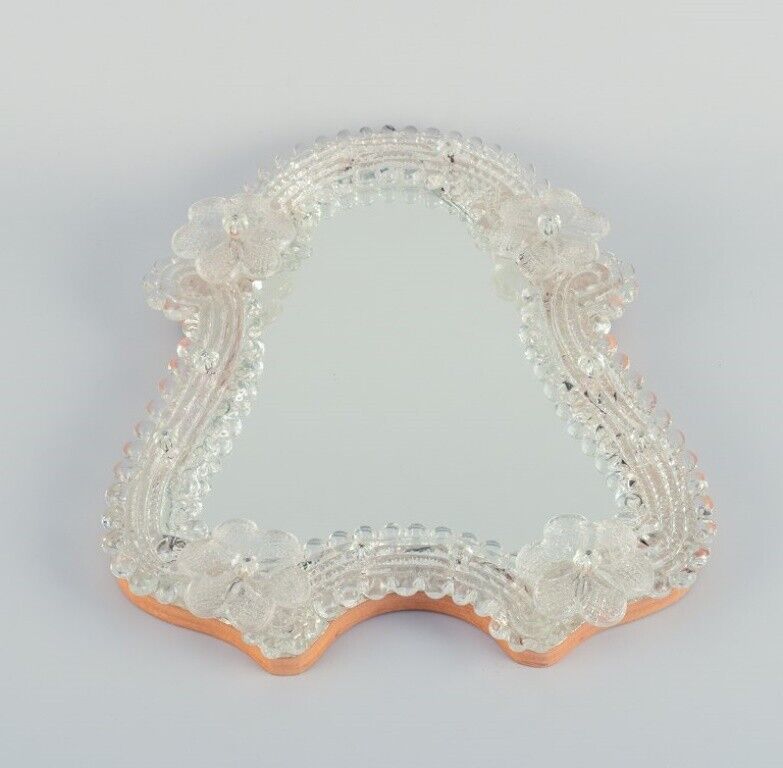 Murano, Italy. Mirror in art glass. Clear mouth-blown glass. Approx. 1970s