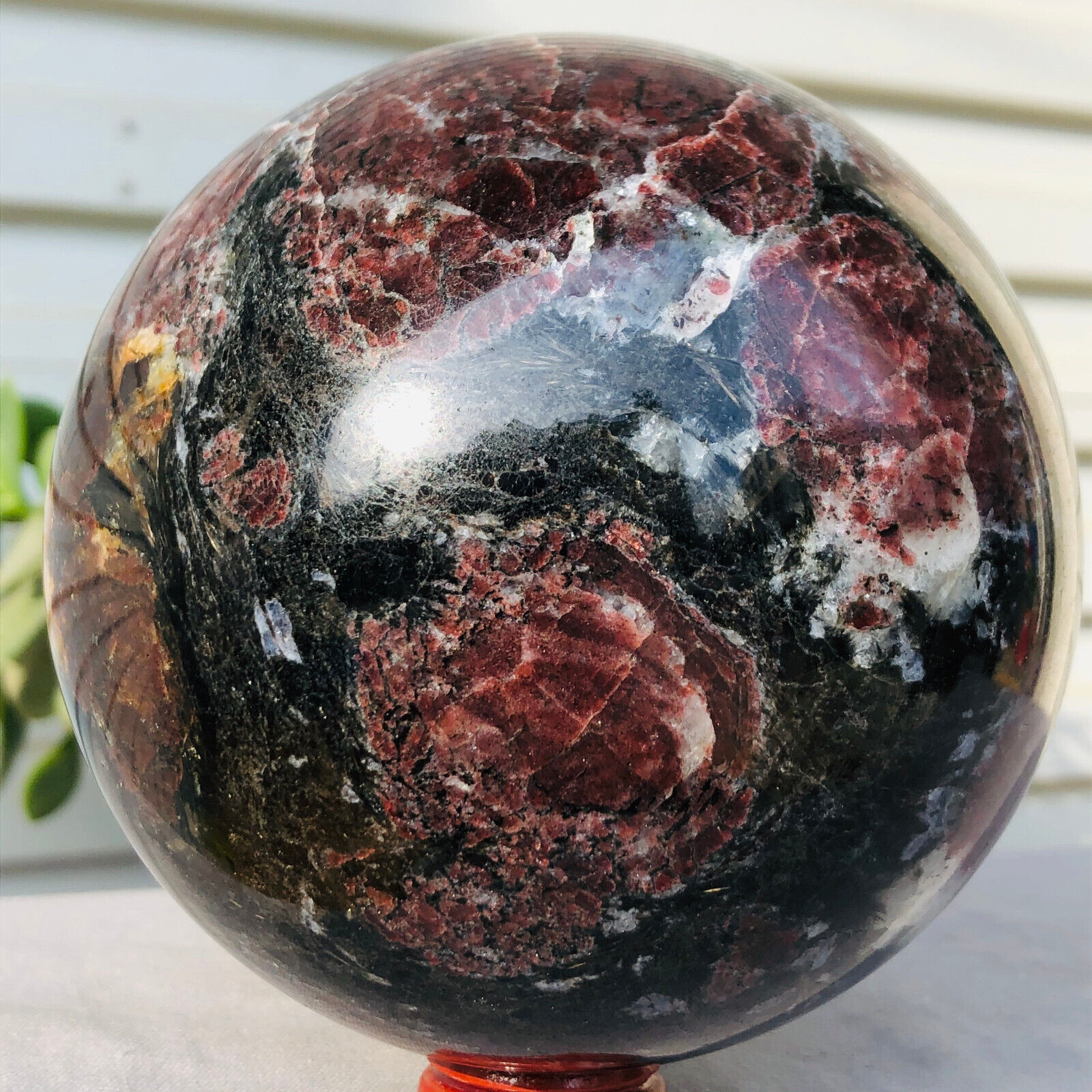 5.94lb  Natural Fireworks Garnet Quartz Crystal Healing Ball Sphere Healing
