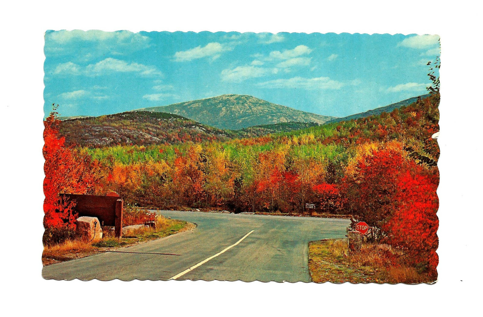 Cadillac Mountain Mt Desrt Island ME Postcard Autumn Maine Bar Harbor