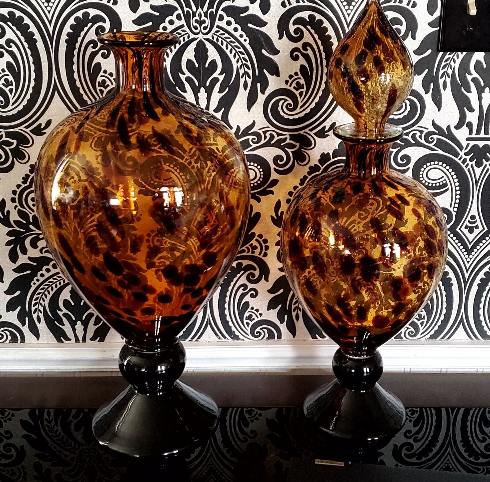 Mid 20th Century Murano Glass Oil Spot Decanters