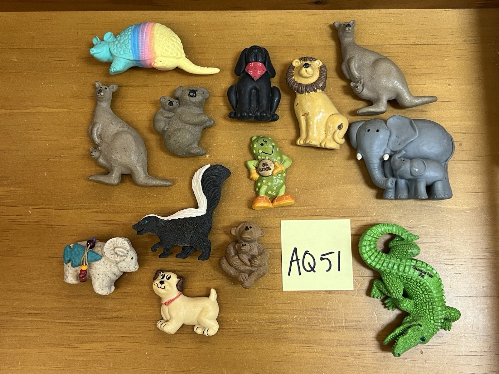 Lot Of Clay Critters Magnets Dogs Elephant Kangaroo Alligator