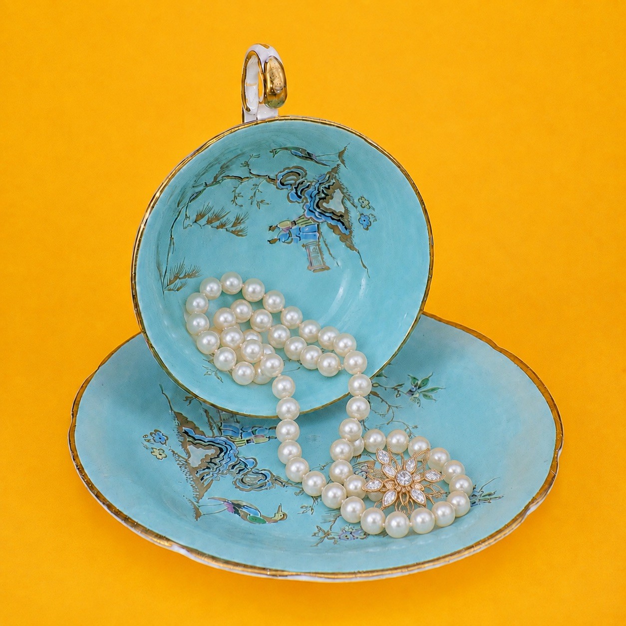 Vtg Paragon Fine Bone China Teacup Saucer Jewelry Holder Ring Dish England