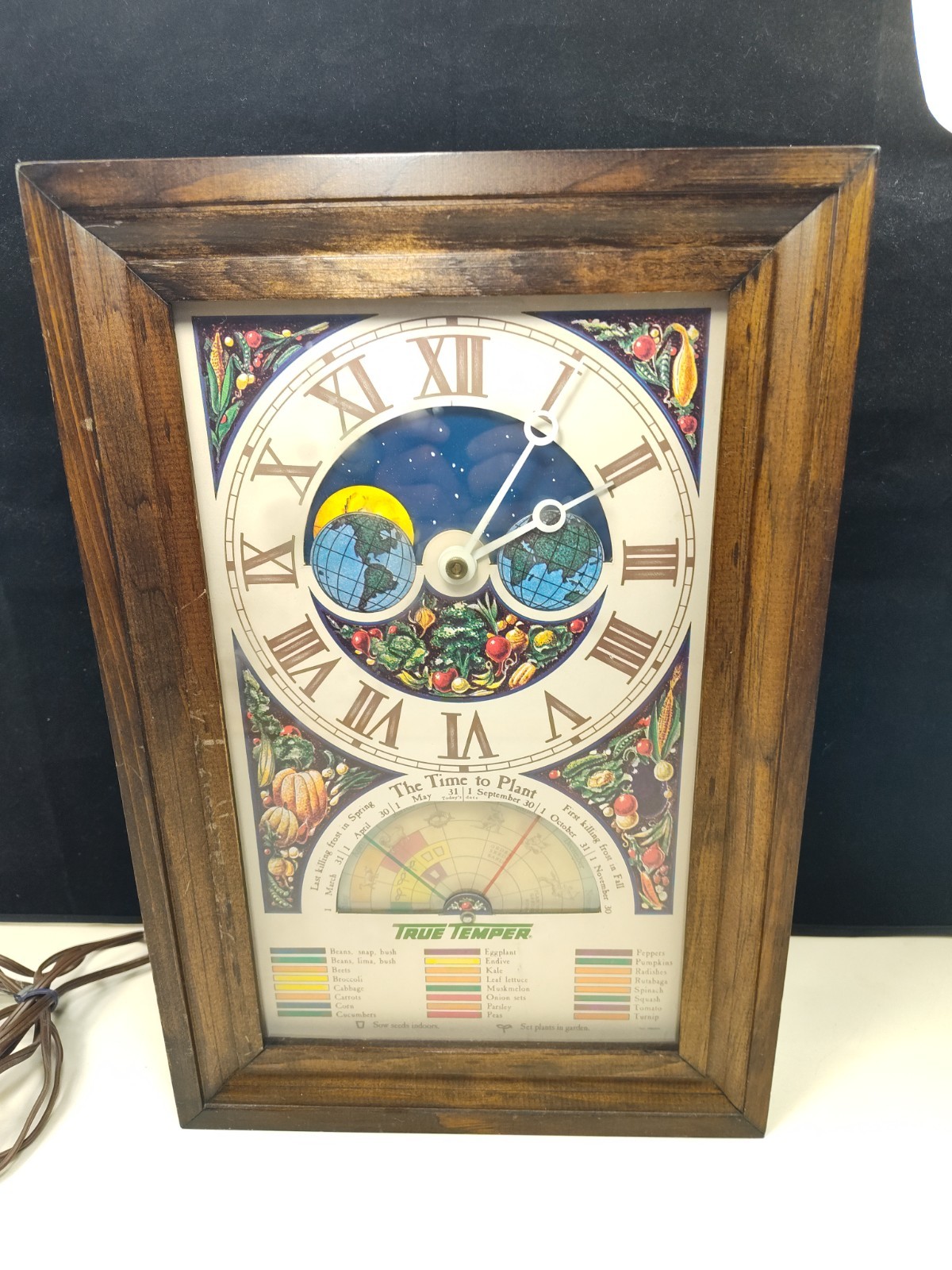Vintage TRUE TEMPER Farmers Mantle Clock USA \'Time to Plant\' Model #4 Mechtronic