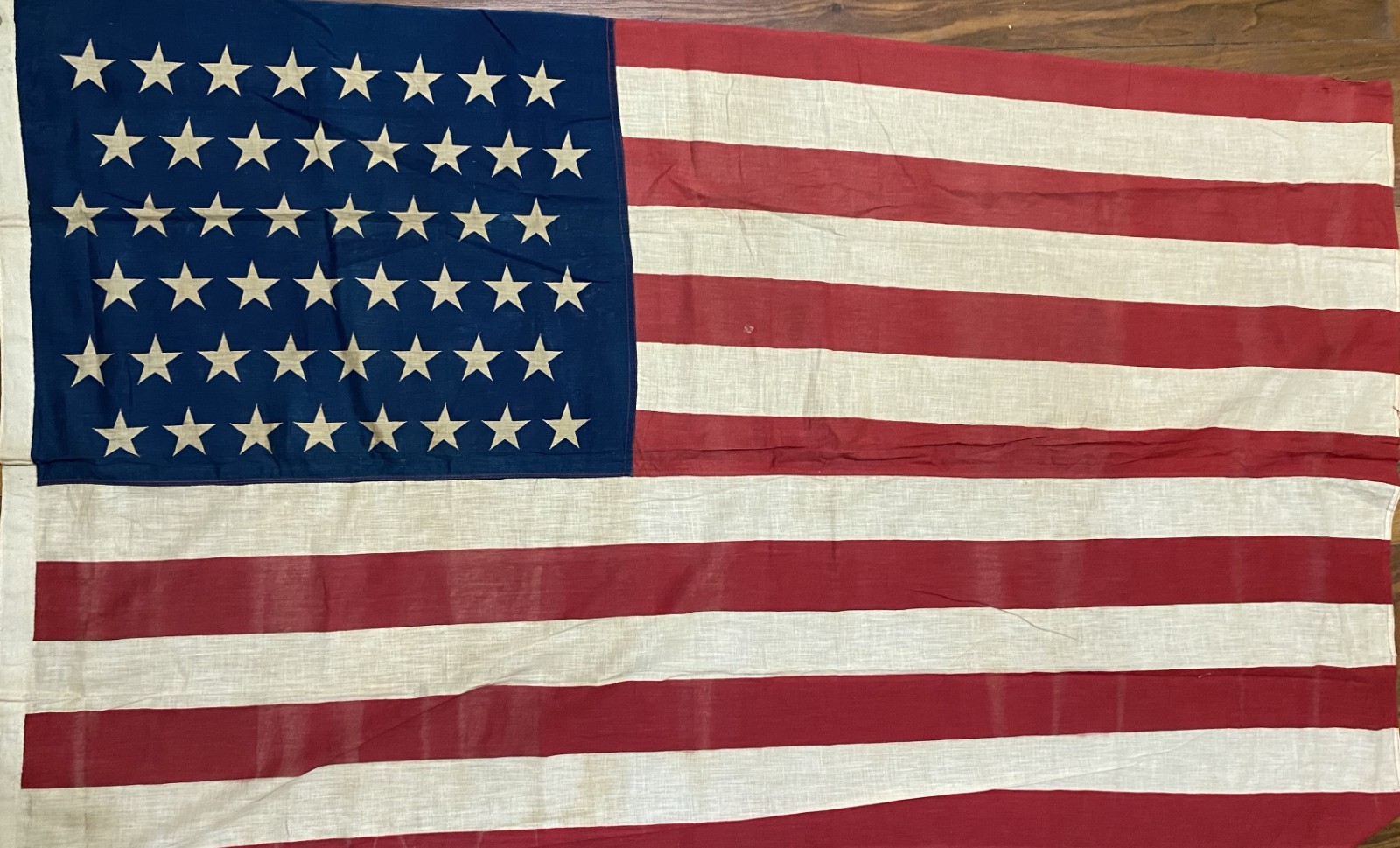 48 STAR Rare Antique American Flag With Offset Stars