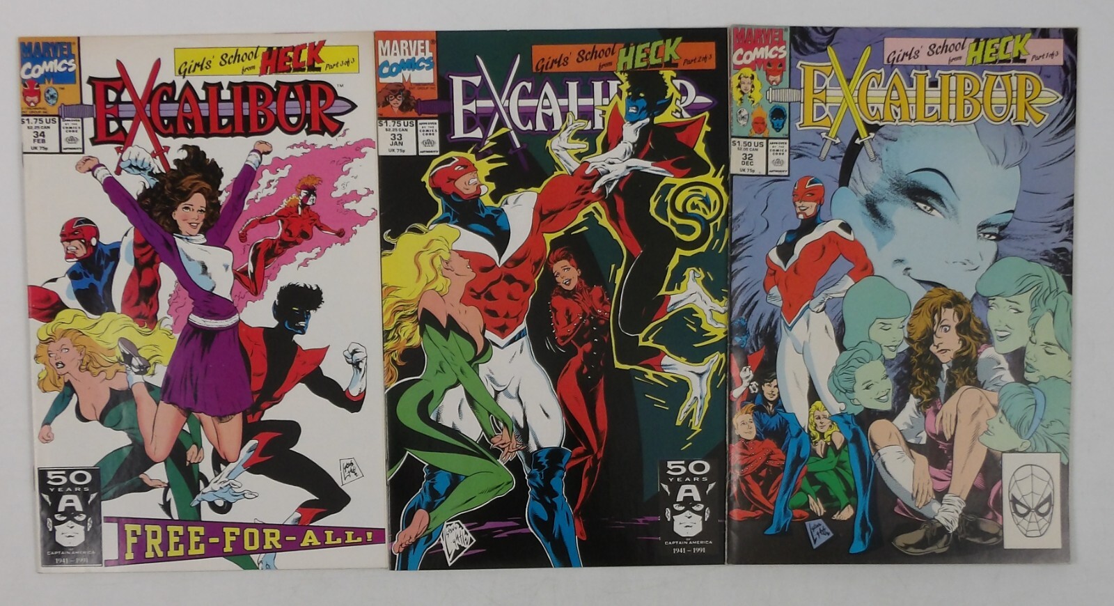 Excalibur: Girls School from Heck #1-3 VF complete story Claremont set #32-34