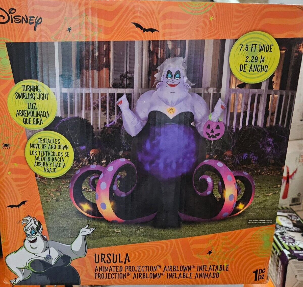 Gemmy 6ft tall Animated Projection Disney\'s Ursula Halloween Inflatable