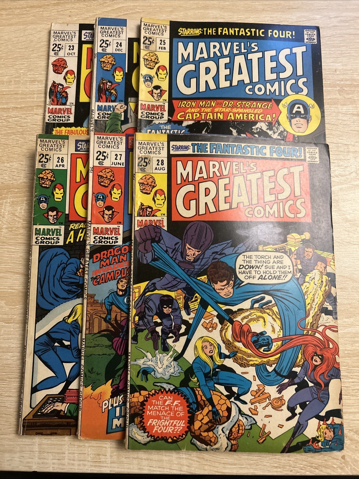 Fantastic Four Marvel\'s Greatest Comics #23, 24, 25, 26, 27, & 28 Silver Age Lot