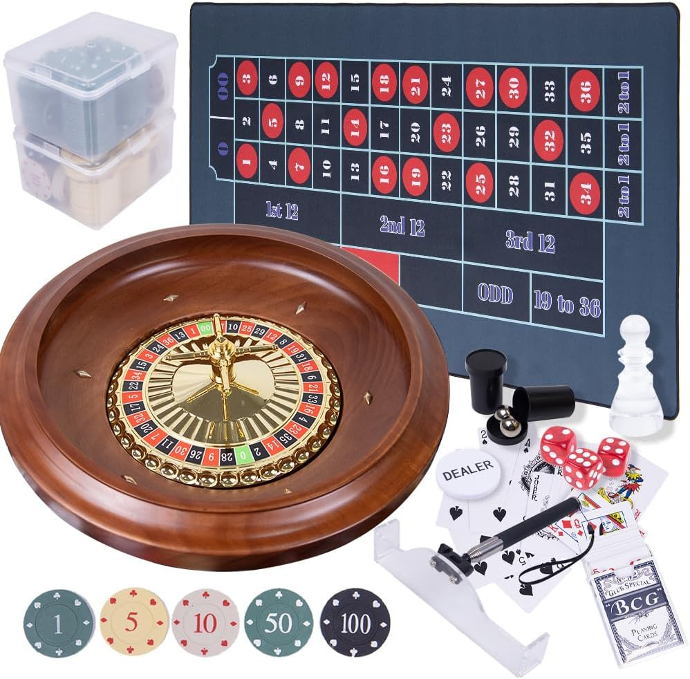 Roulette Wheel Game Set with Large Felt, 16 Inch Roulette Wheel, Retractable Chi Roulette Wheel Game Set with Large Felt, 16 Inch Roulette Wheel, Retractable Chi
