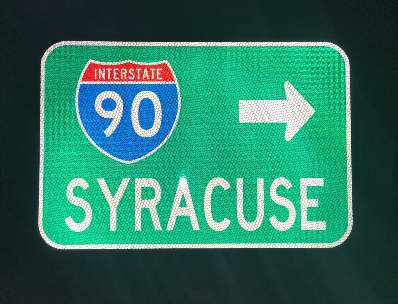 SYRACUSE Interstate 90 route road sign, New York - Yankees, Mets,