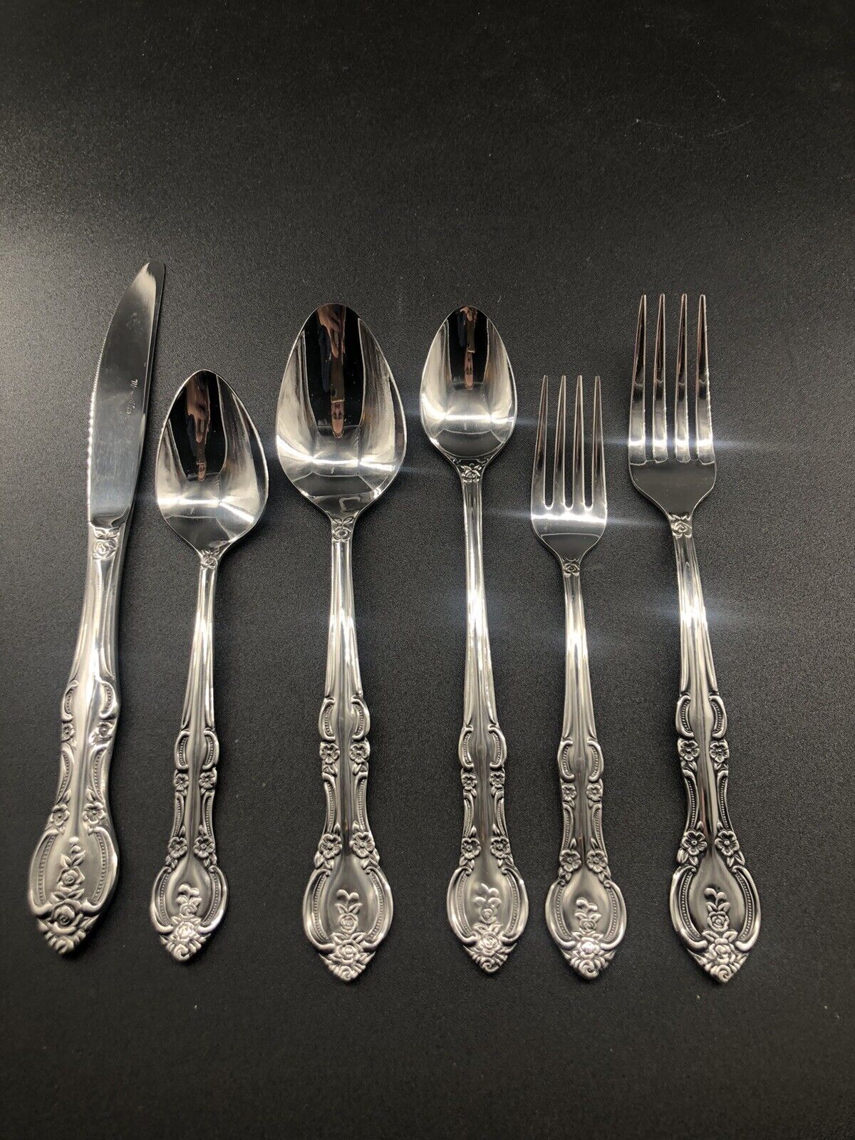 6 Piece Marseilles Pattern Stainless Steel Vtg Flatware Made In Japan Floral