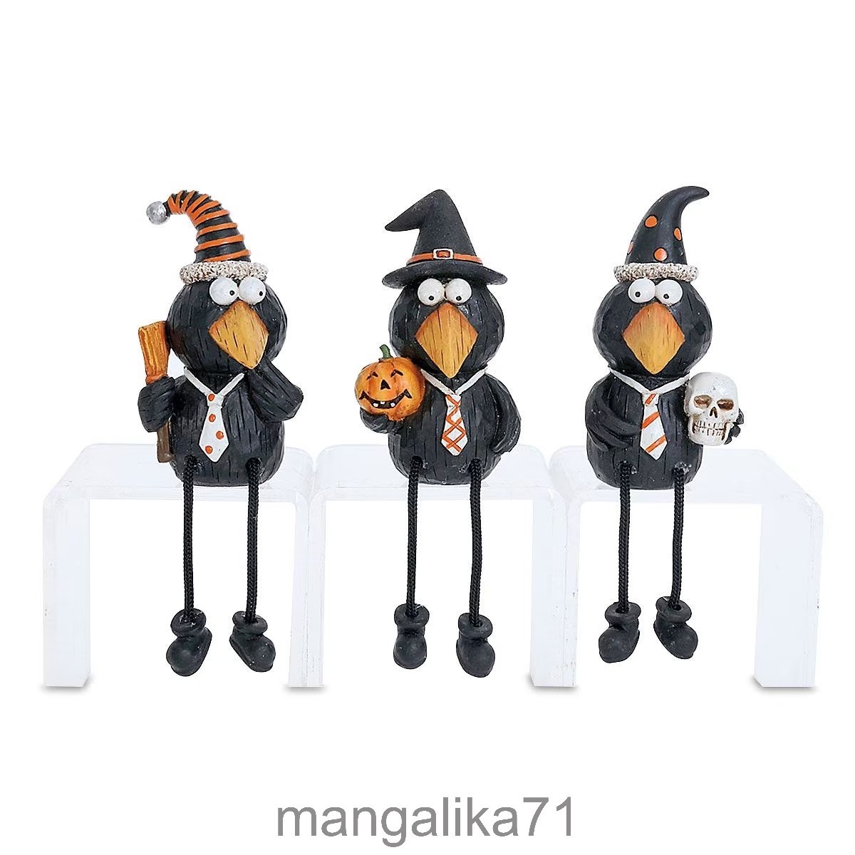 Set of 3 Black Crows Shelf-Sitter Figurines - 