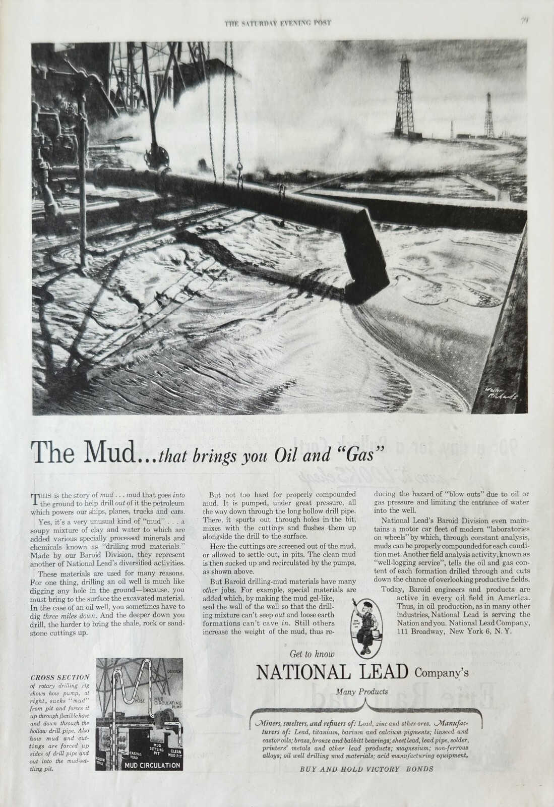 1945 National Lead Company Vintage Ad The mud that brings you Oil and Gas