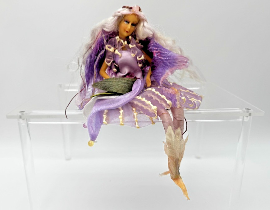 Vtg Winward Style Posable Woodland Fairy Doll Purple Fabric Wings 11\ Vtg Winward Style Posable Woodland Fairy Doll Purple Fabric Wings 11\