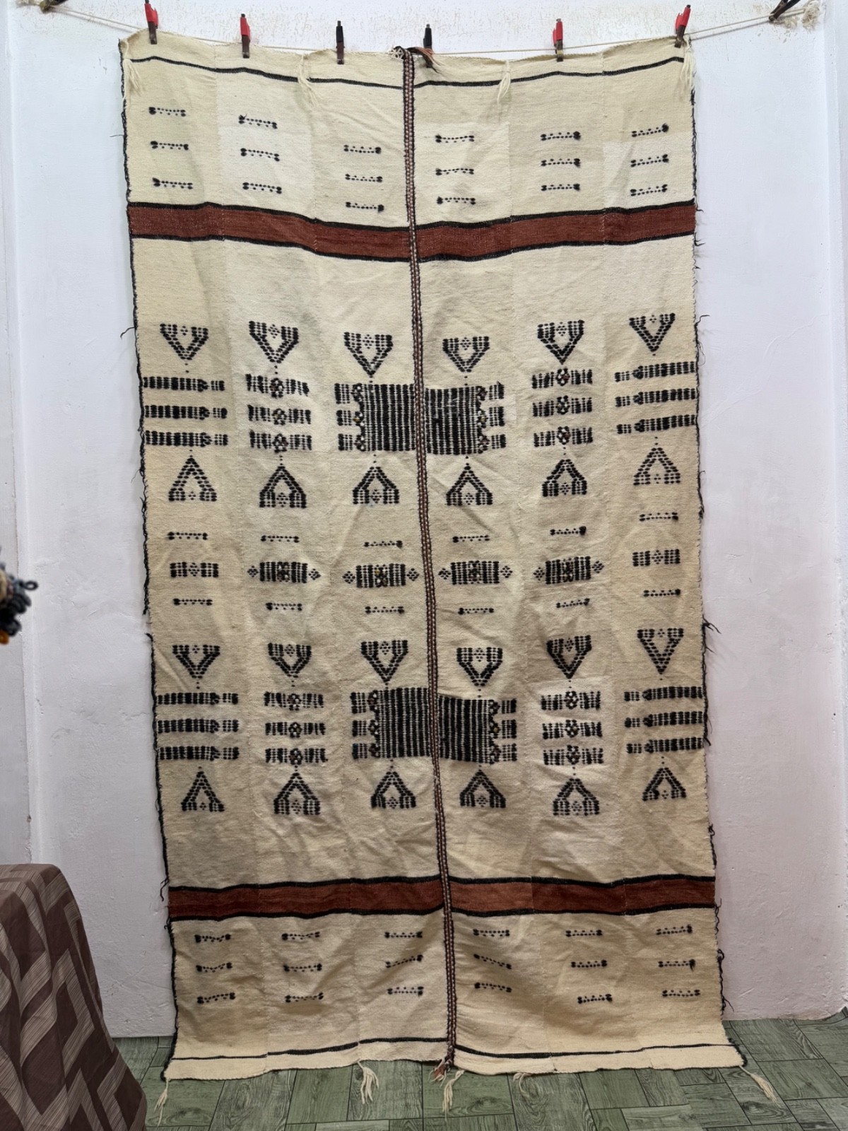 Vintage Gorgeous Hand Woven African Mali Fulani Blanket 220x124 Cm