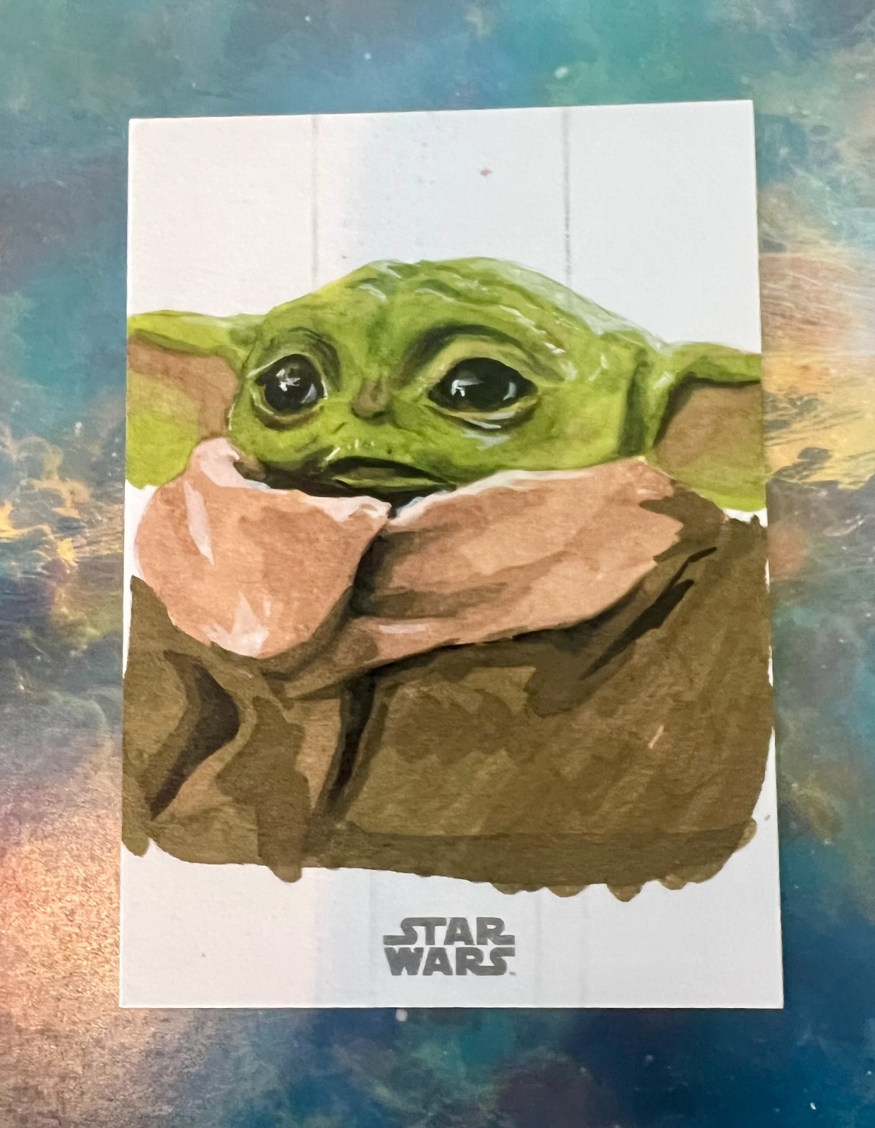 2021 Topps Star Wars Galaxy Chrome Grogu Sketch Card 1/1 Original Art FAN