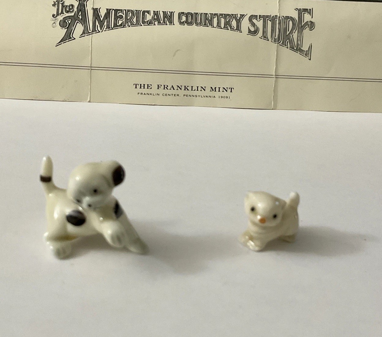 Franklin Mint The American Country Store Puppy Dog And Kitten Cat Figurines 1984