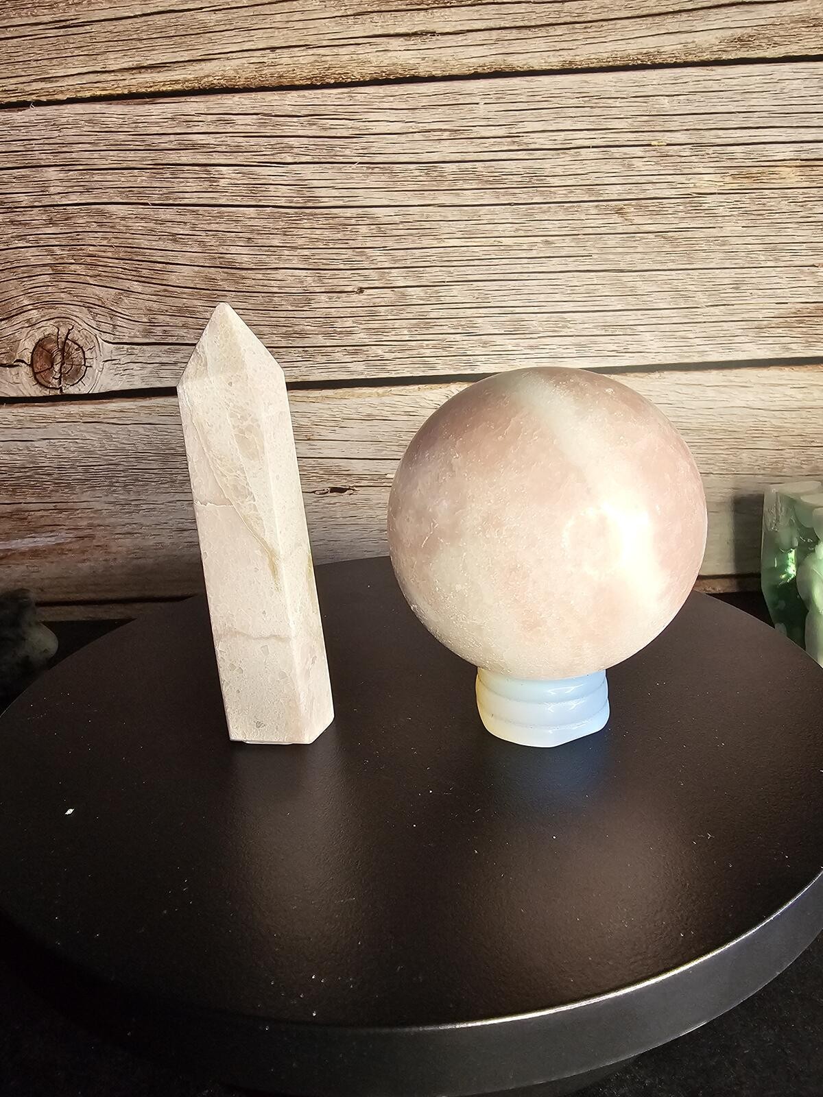 Natural Pink Opal Bundle 58mm Sphere & 3.5\ Natural Pink Opal Bundle 58mm Sphere & 3.5\